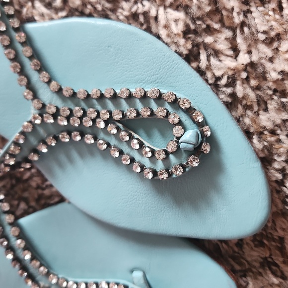 Leather Sandals. Flats. Size 7 diamond 💎 details. - Picture 3 of 8